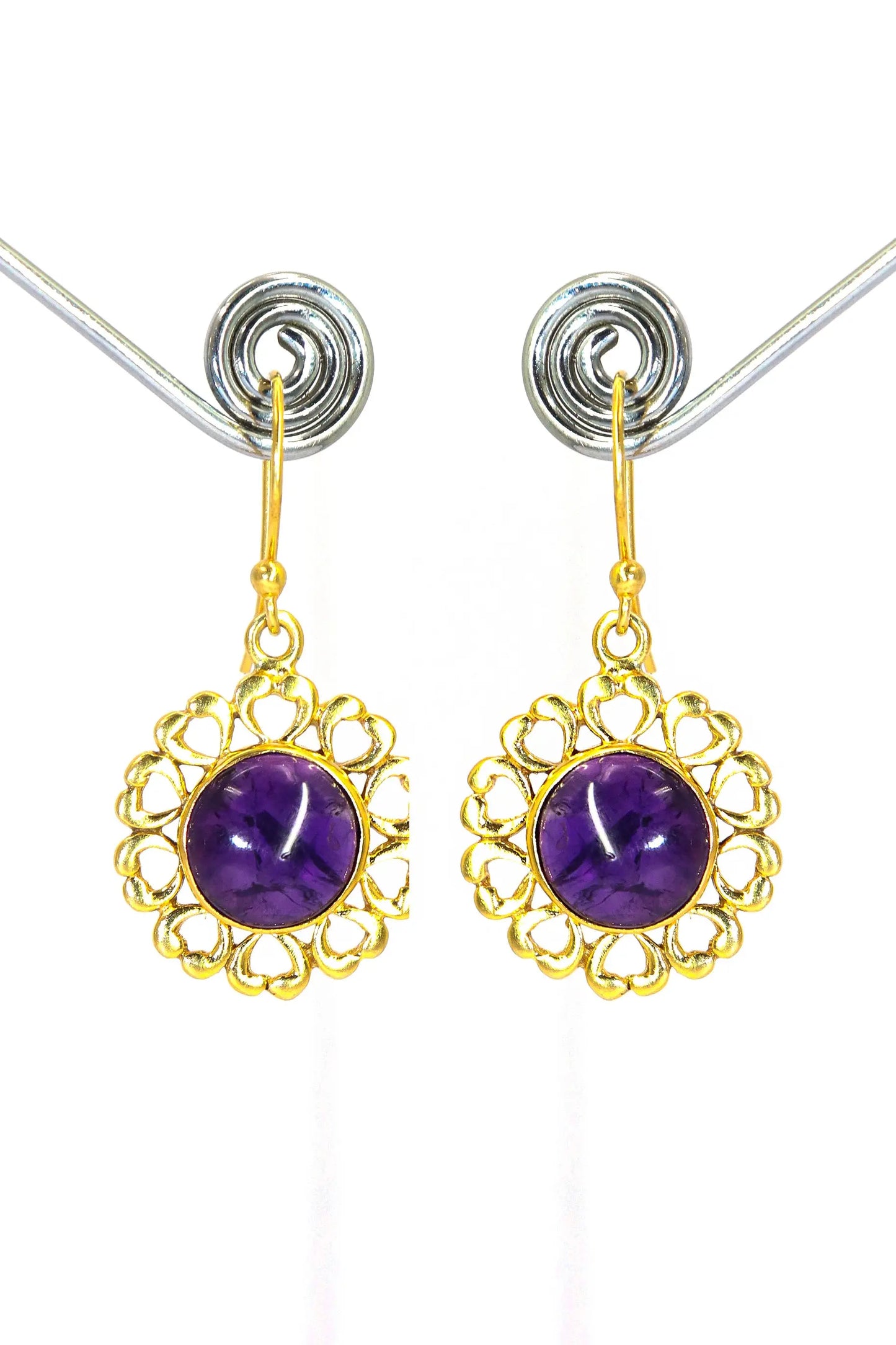 New Arrival Trendy Flower Design with Amethyst Gemstone Earrings