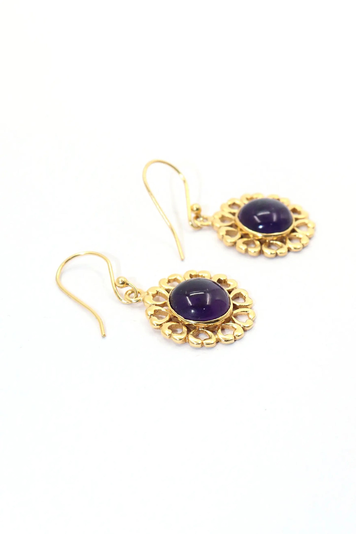 New Arrival Trendy Flower Design with Amethyst Gemstone Earrings