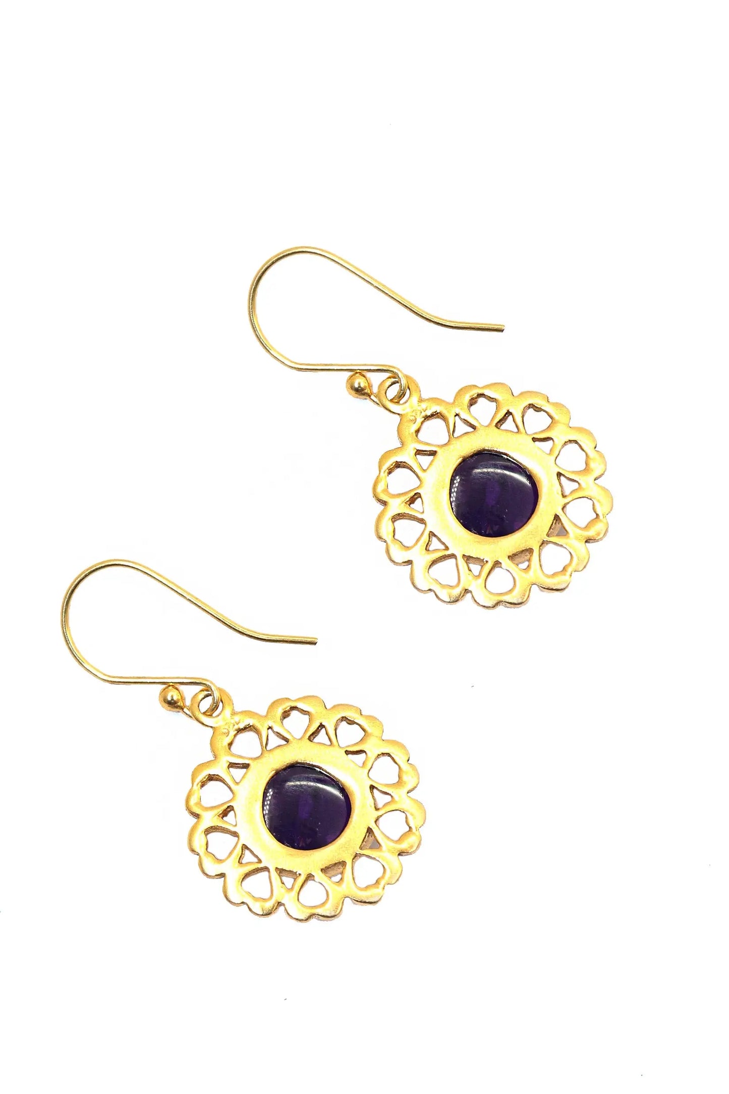 New Arrival Trendy Flower Design with Amethyst Gemstone Earrings