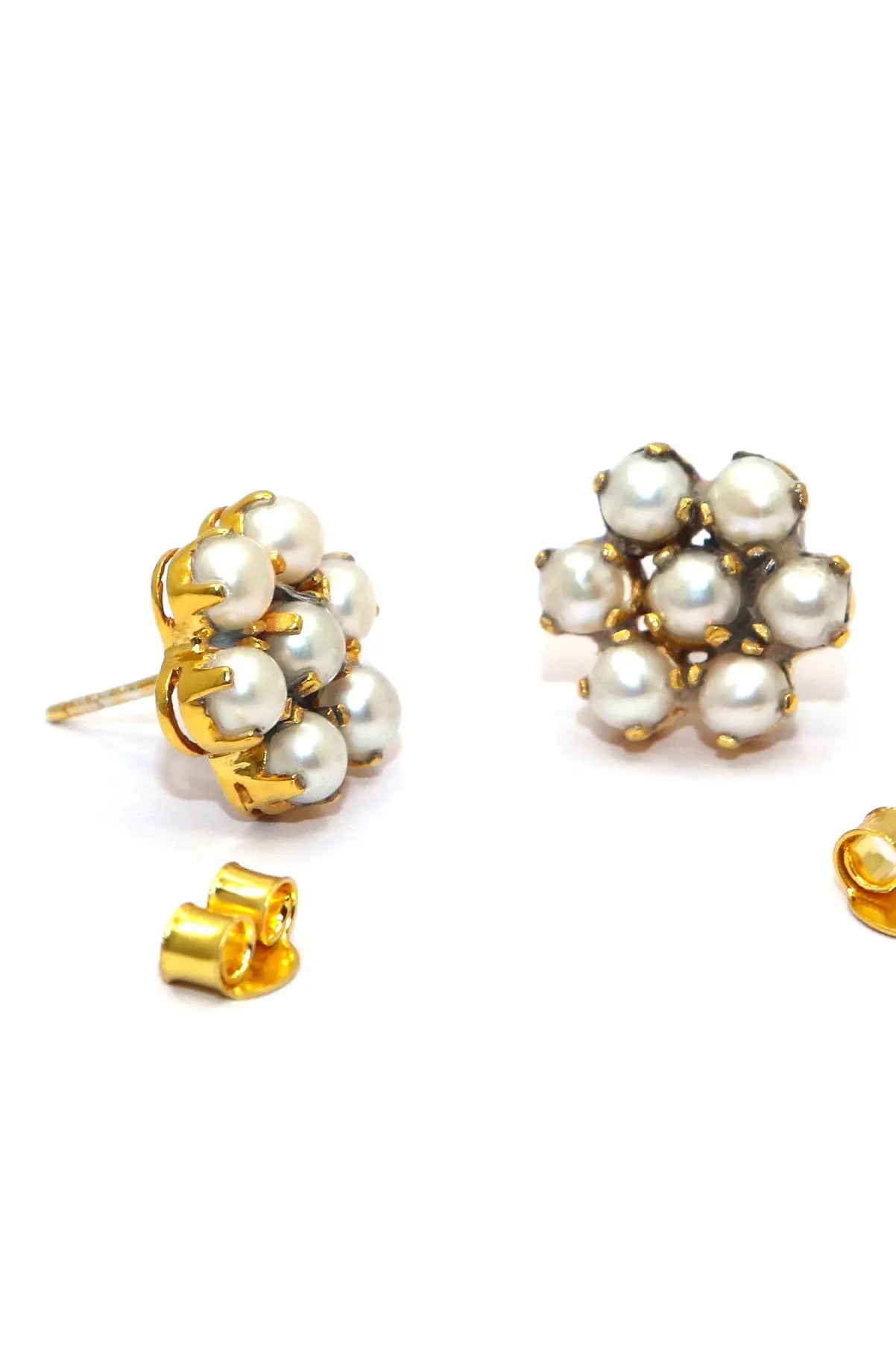 Pearl Gemstone Flower Shape Studs Earring