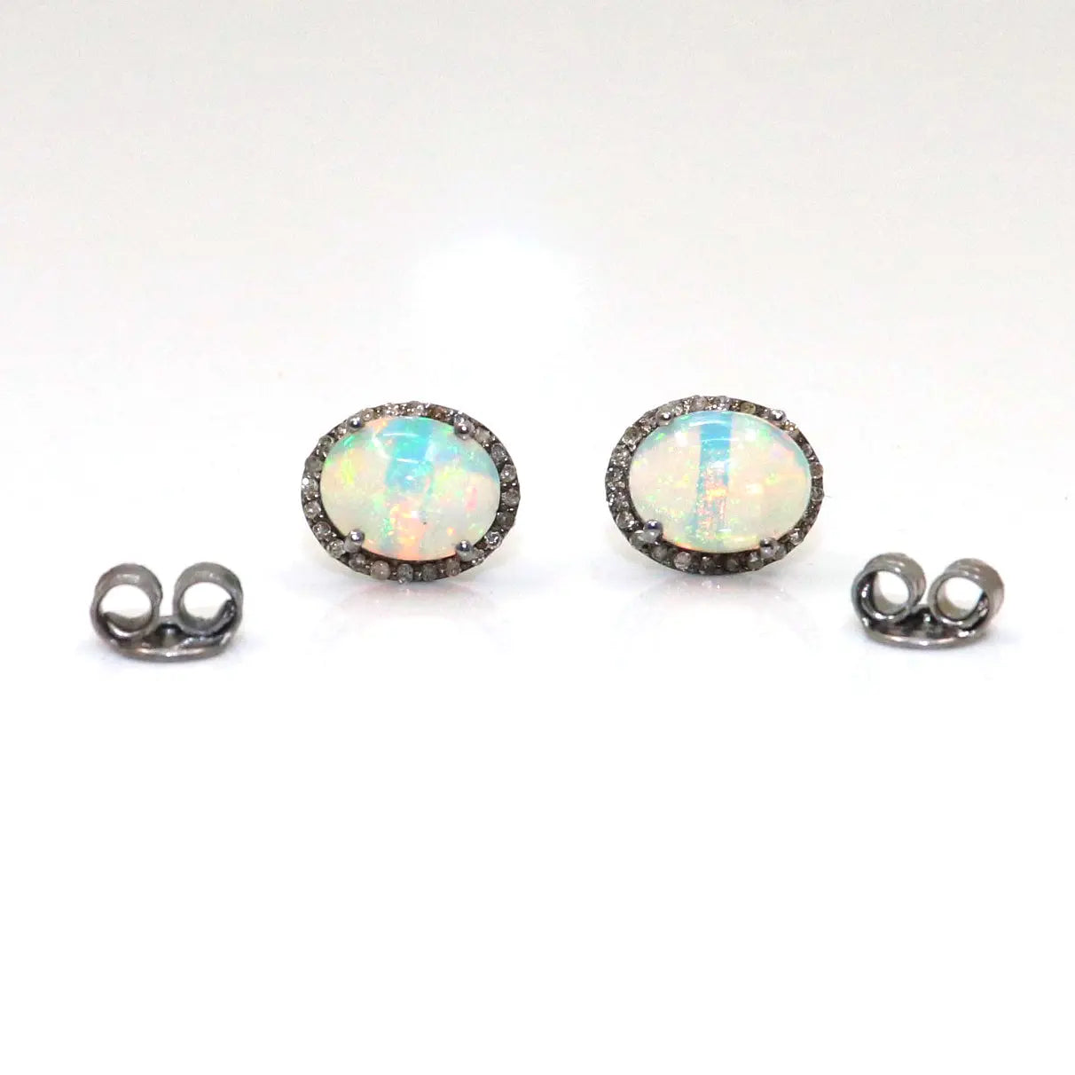 Queen Era Opal Gemstone And Diamond Stud Earring Jewelry VJewels