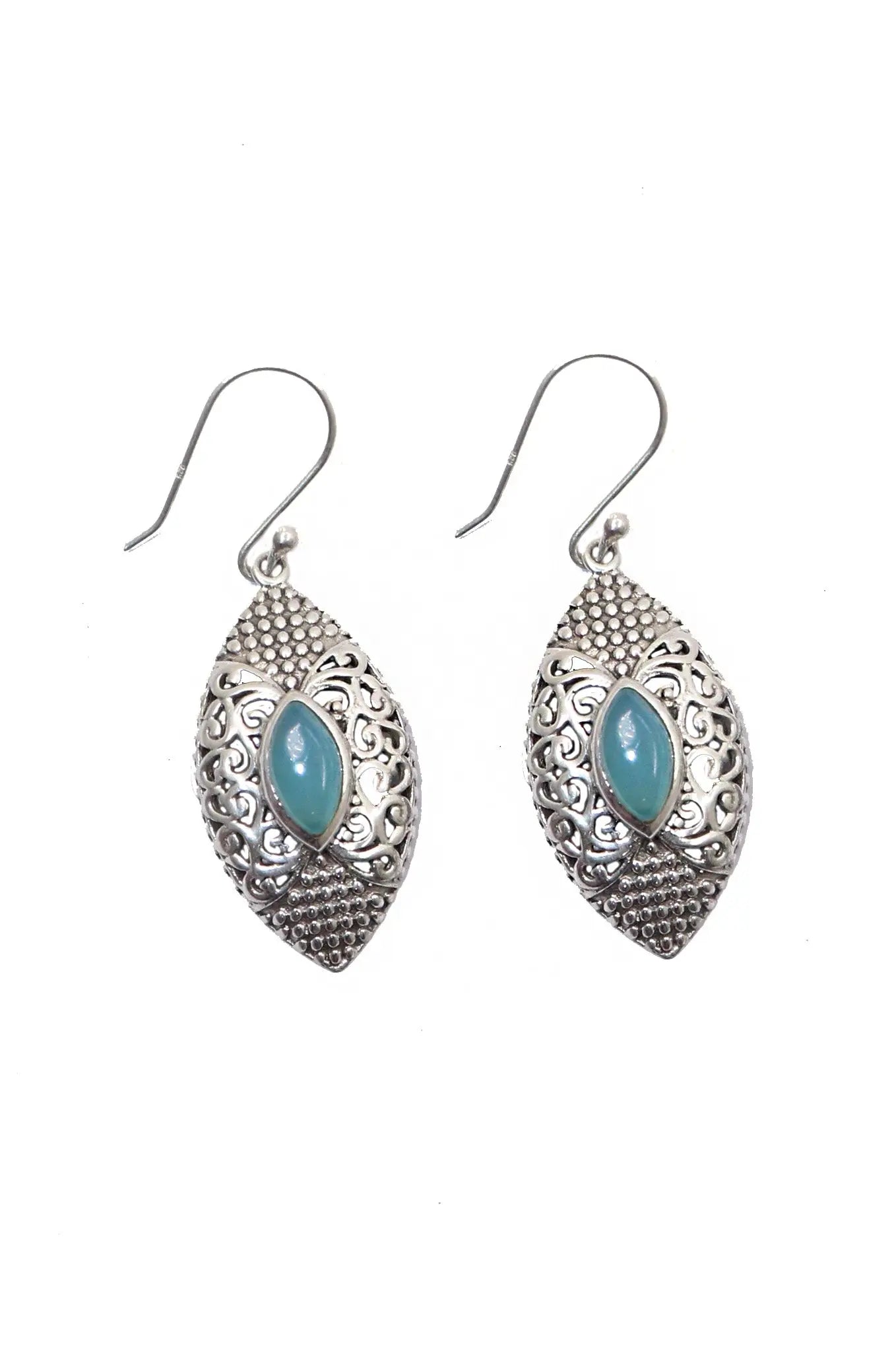 Radiant Gold-Plated Earrings with Elegant Blue Chalcedony Stones Jewelry