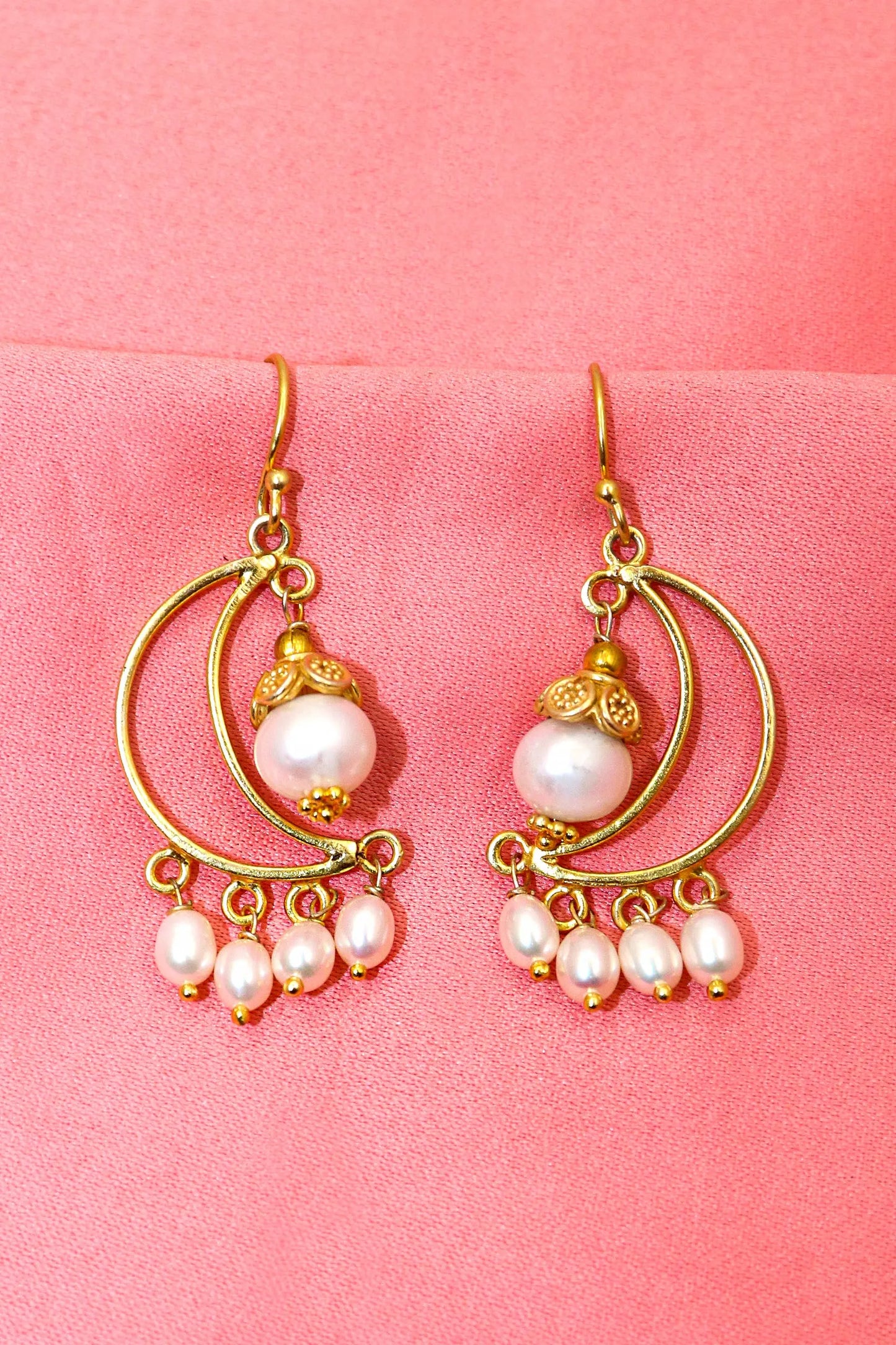 Radiant Gold-Plated Earrings with Stylish Pearl Gemstone Jewelry