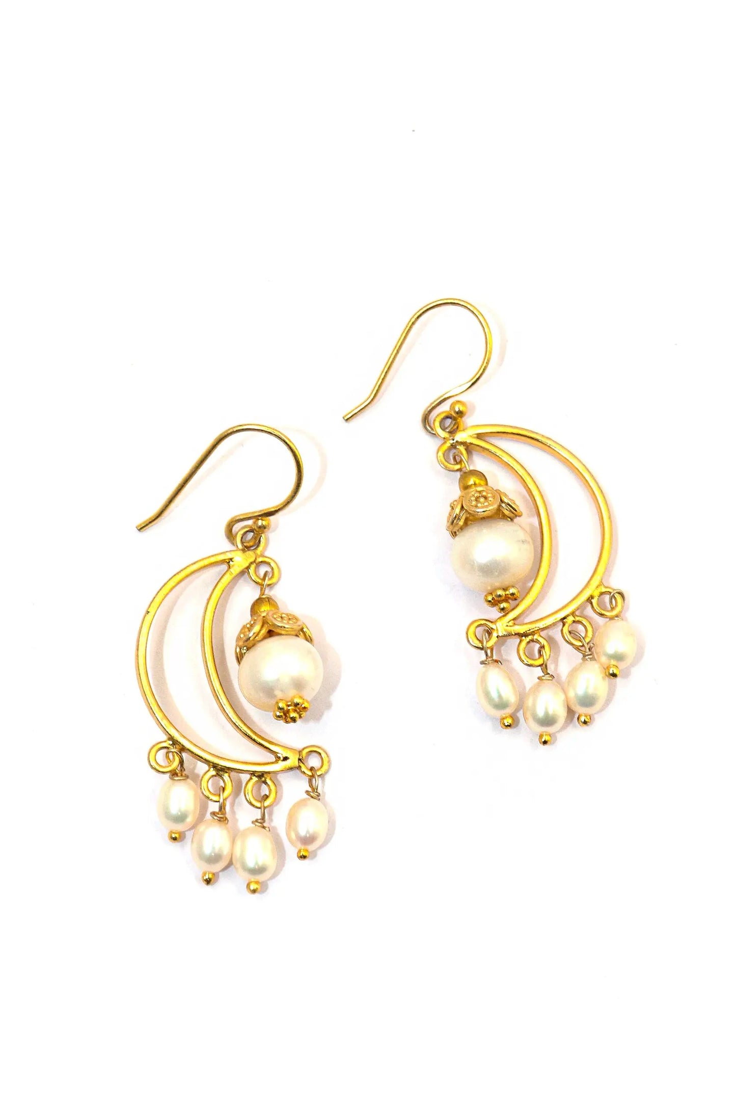 Radiant Gold-Plated Earrings with Stylish Pearl Gemstone Jewelry