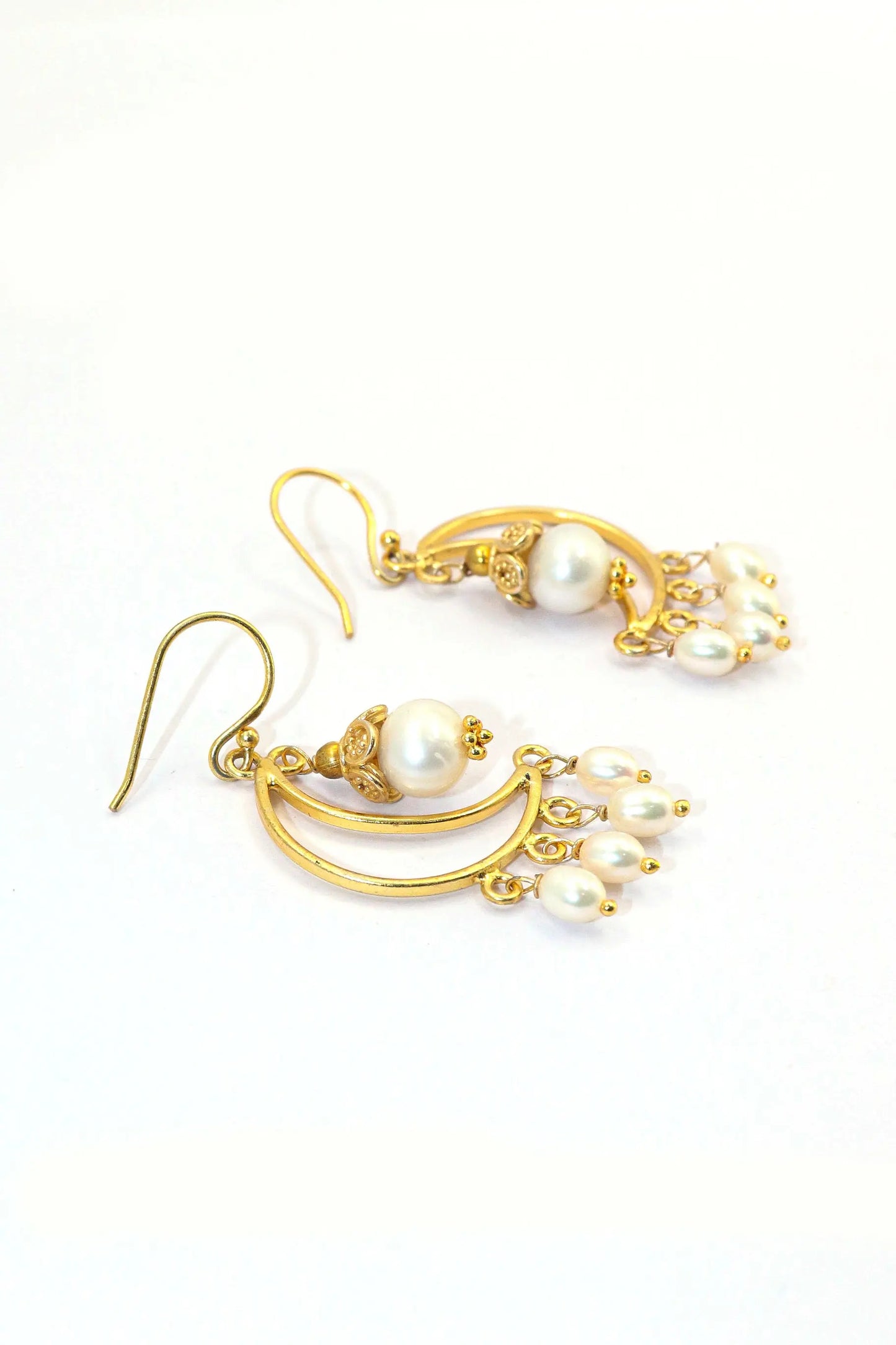 Radiant Gold-Plated Earrings with Stylish Pearl Gemstone Jewelry