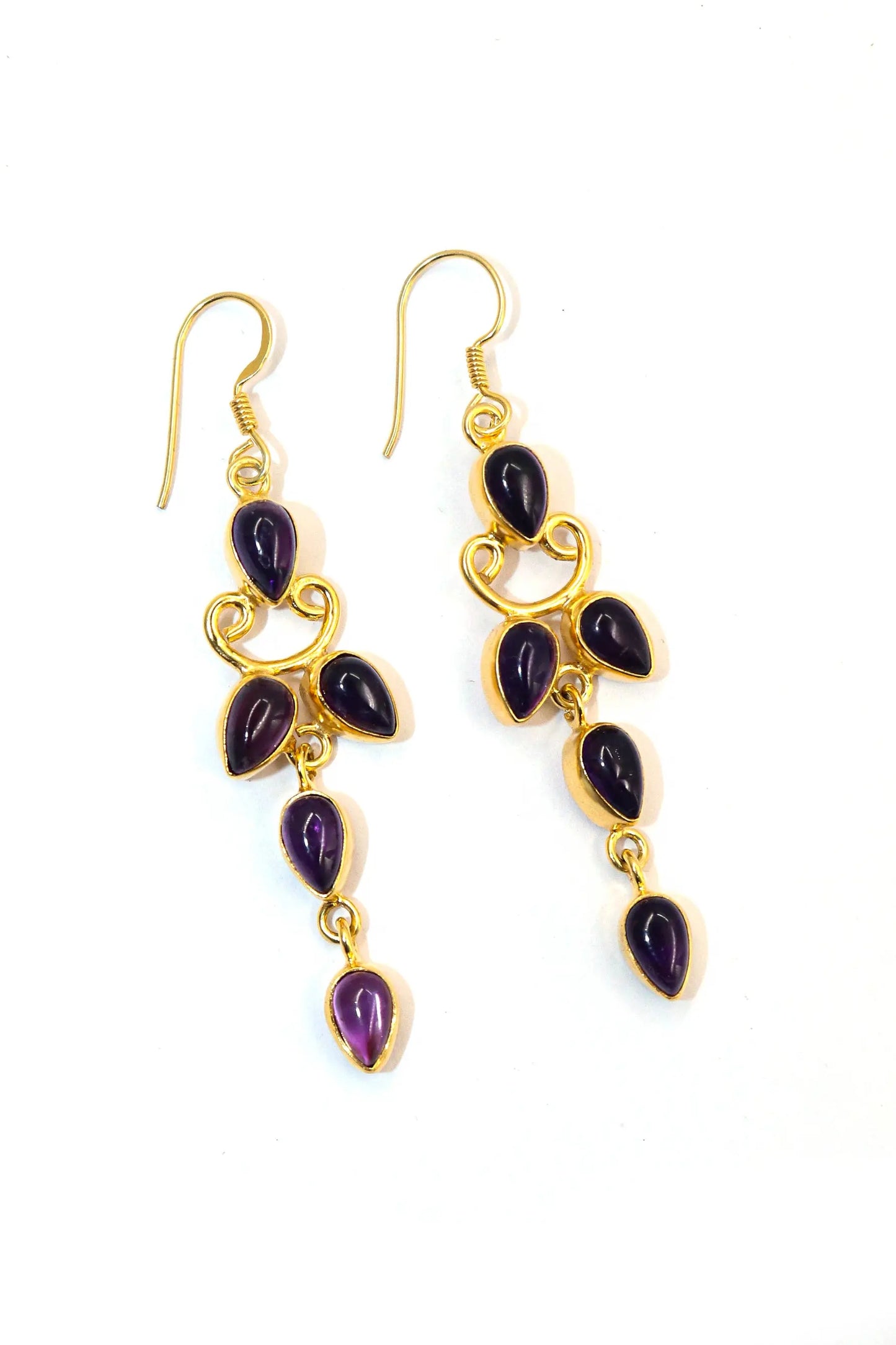 Refined Gold-Plated Earrings Featuring Purple Amethyst Gemstone Drops Earring Jewelry