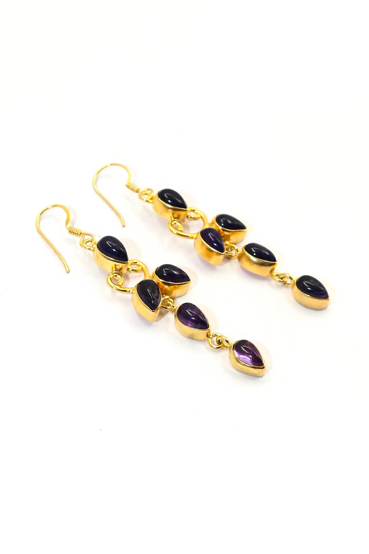 Refined Gold-Plated Earrings Featuring Purple Amethyst Gemstone Drops Earring Jewelry