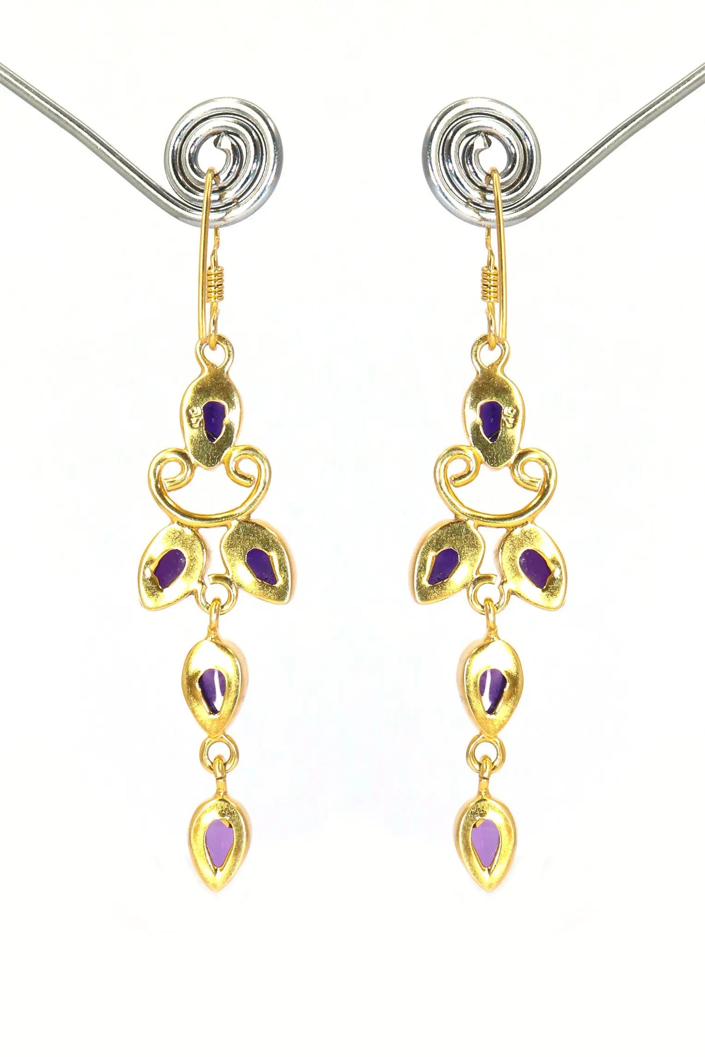 Refined Gold-Plated Earrings Featuring Purple Amethyst Gemstone Drops Earring Jewelry