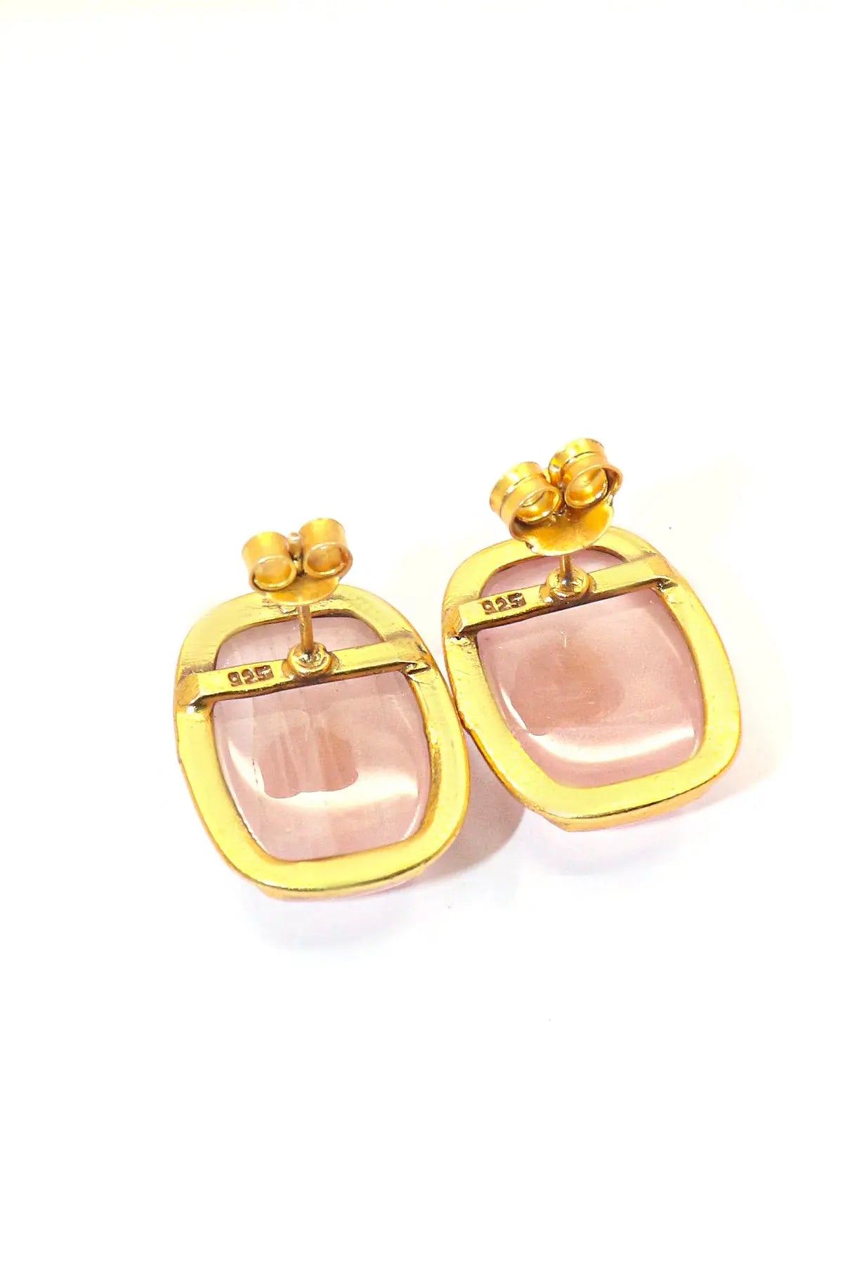 Rose Quartz Gemstone Studs Earring Women Jewelry