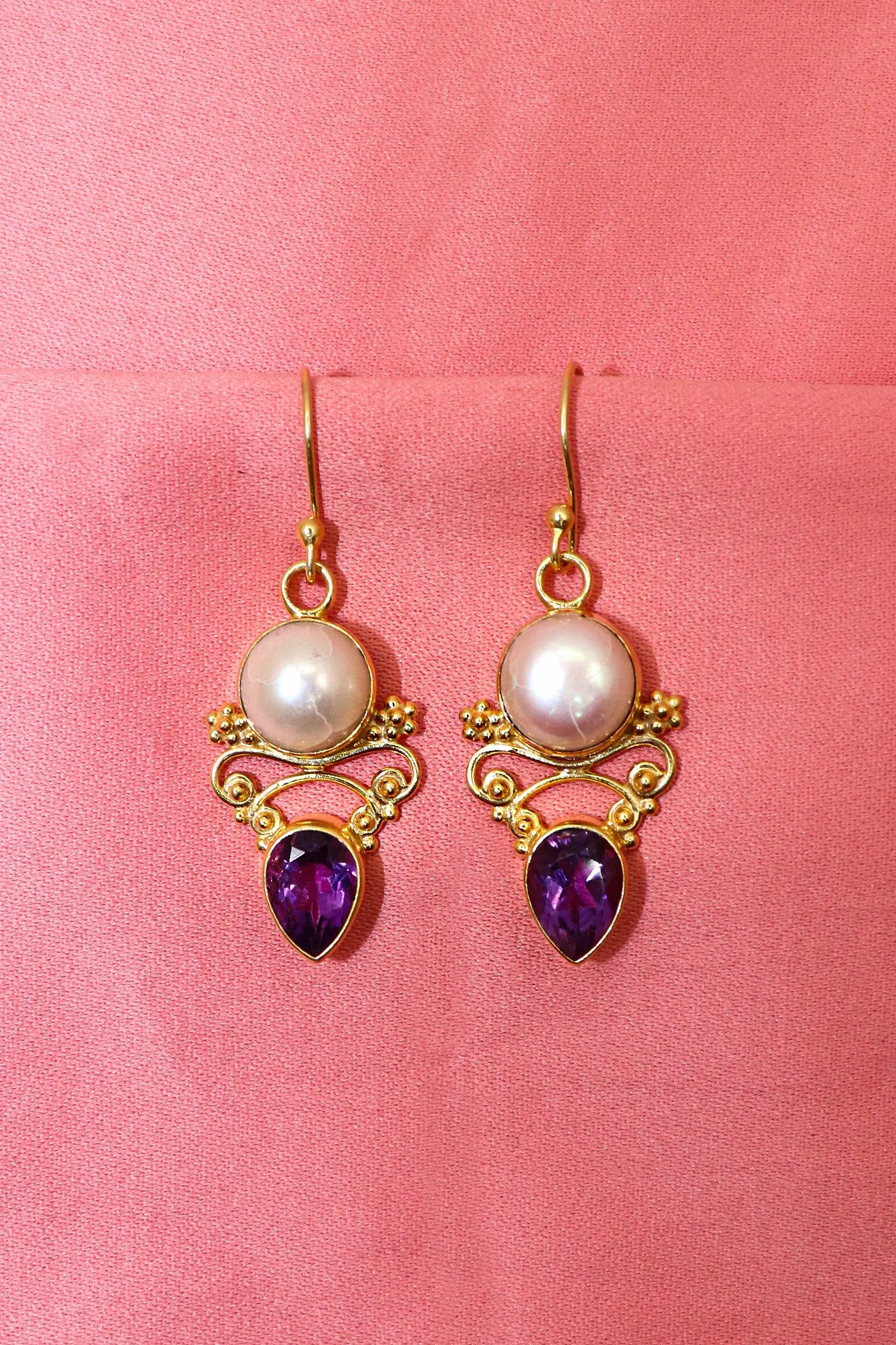 Shop the Latest in Pearl With Purple Topaz Gemstone Earrings