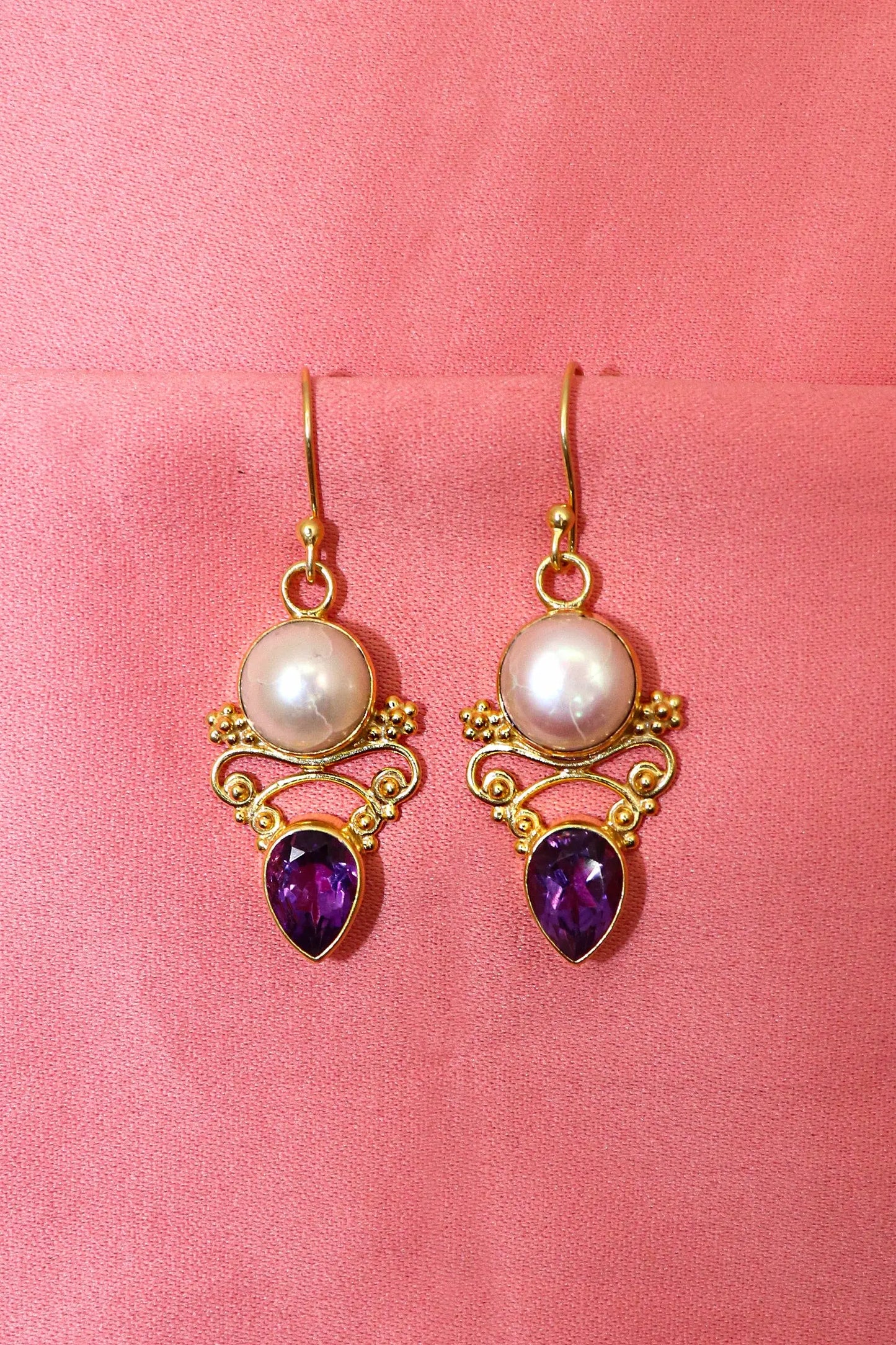 Shop the Latest in Pearl With Purple Topaz Gemstone Earrings