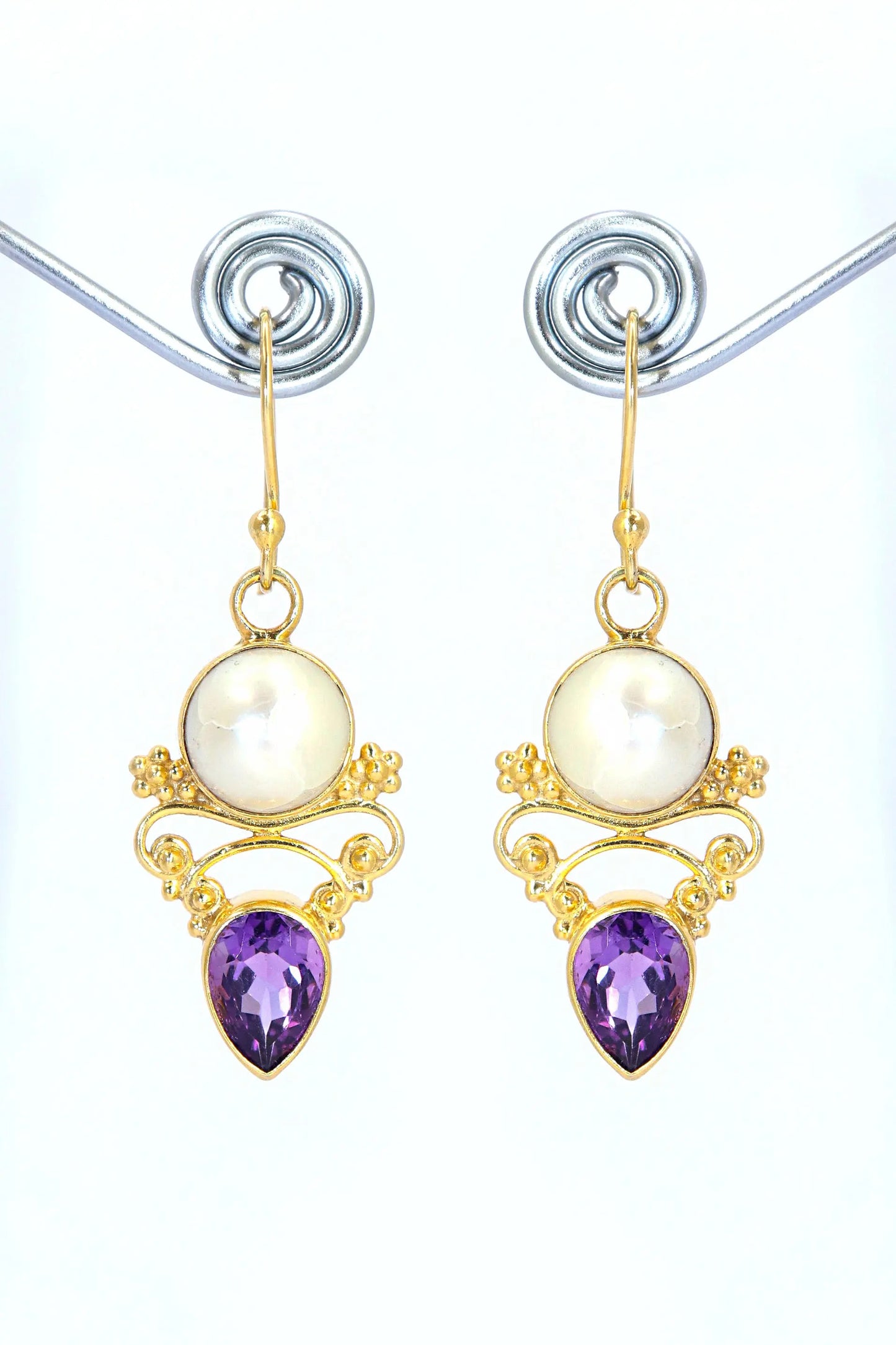 Shop the Latest in Pearl With Purple Topaz Gemstone Earrings