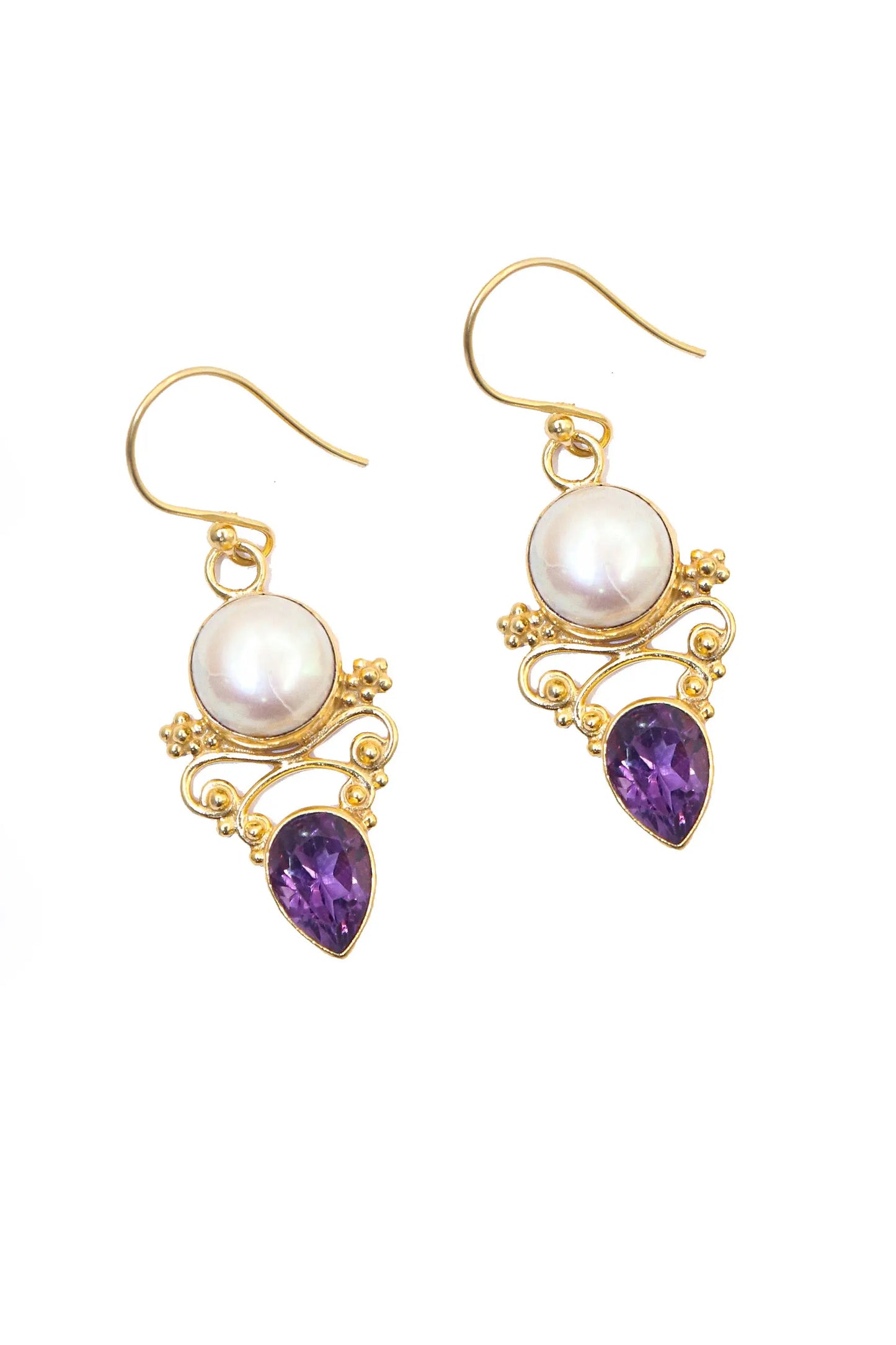 Shop the Latest in Pearl With Purple Topaz Gemstone Earrings