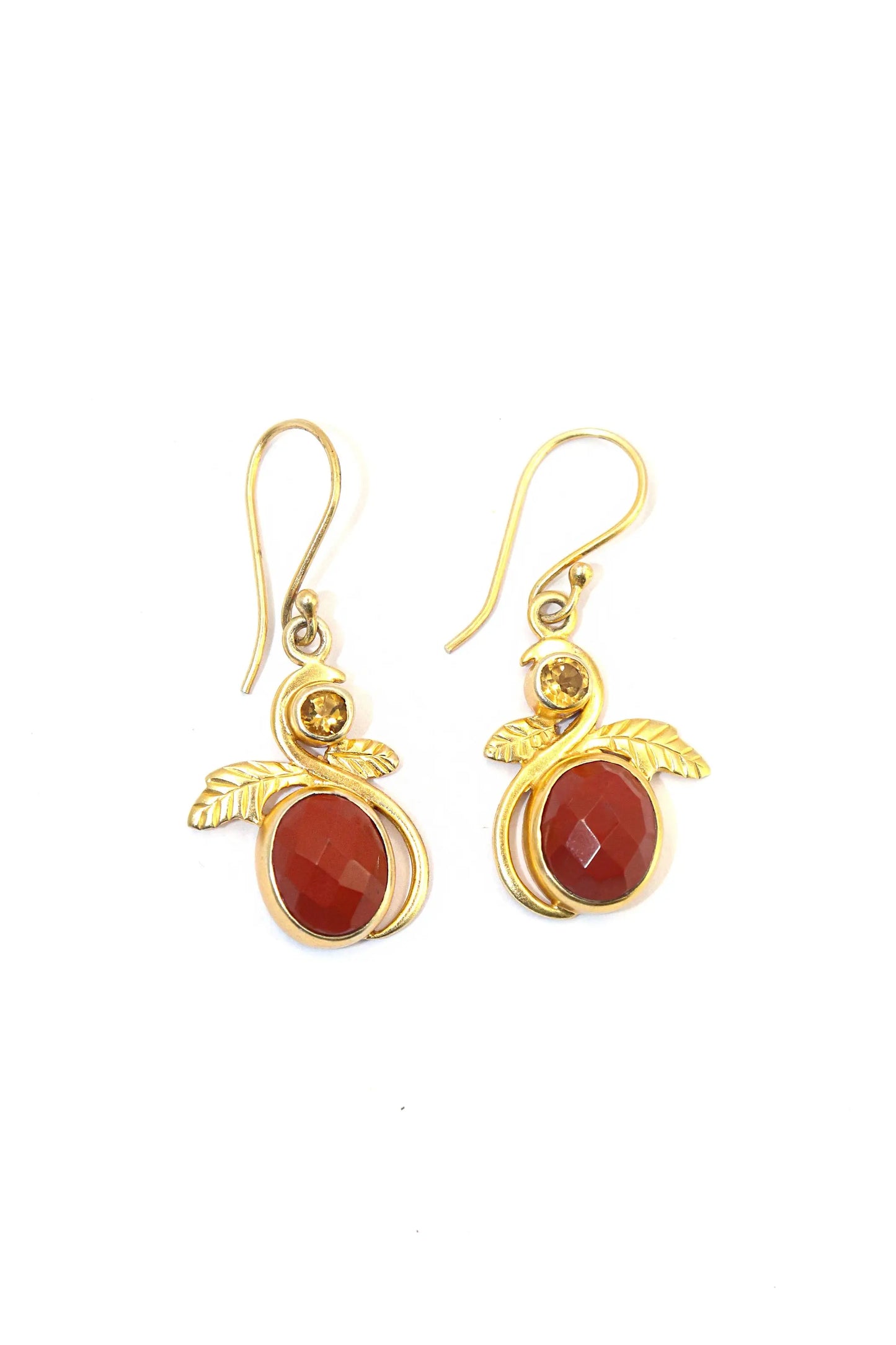 Stylish Gold-Plated with Vibrant Red Garnet Gemstone Earring Jewelry