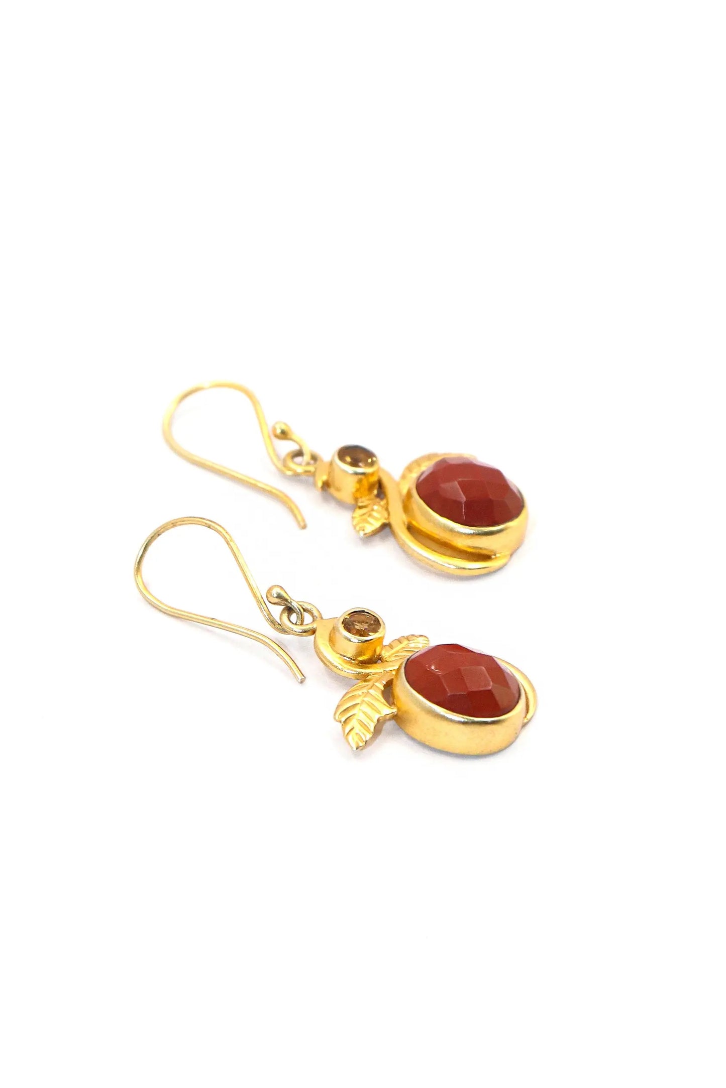 Stylish Gold-Plated with Vibrant Red Garnet Gemstone Earring Jewelry