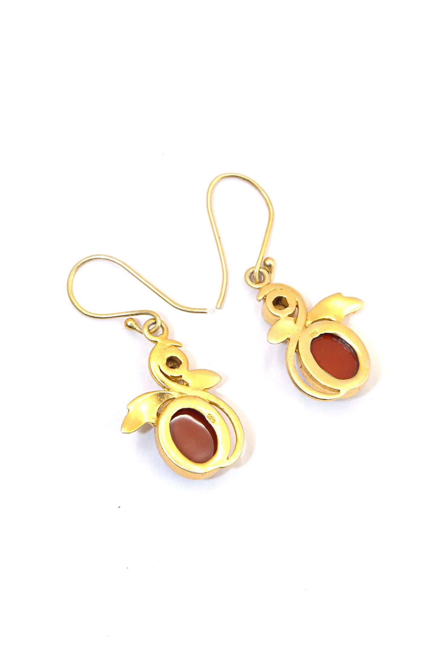 Stylish Gold-Plated with Vibrant Red Garnet Gemstone Earring Jewelry