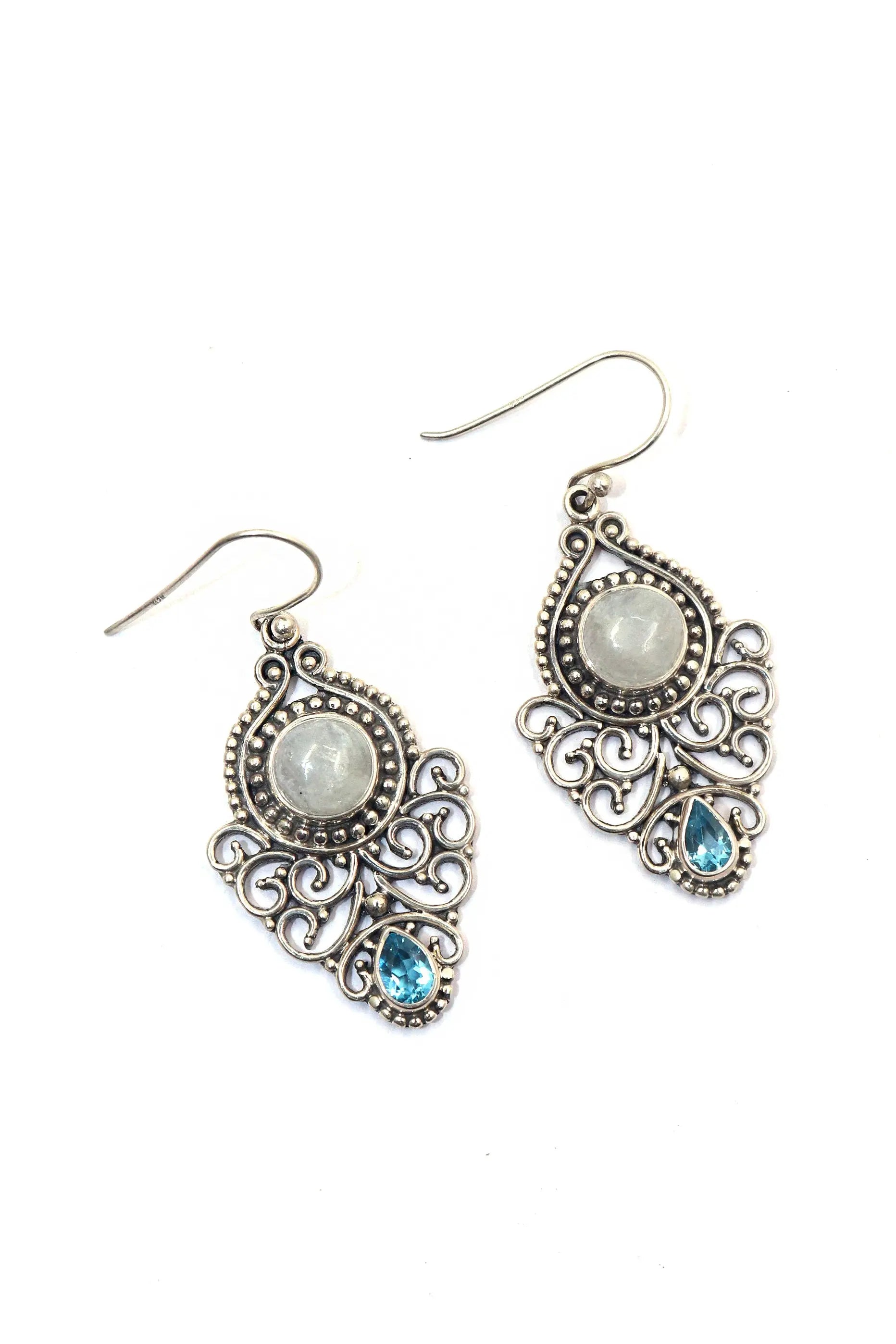 Timeless Beauty Rainbow And Blue Topaz Gemstone with Touch Elegance Earrings