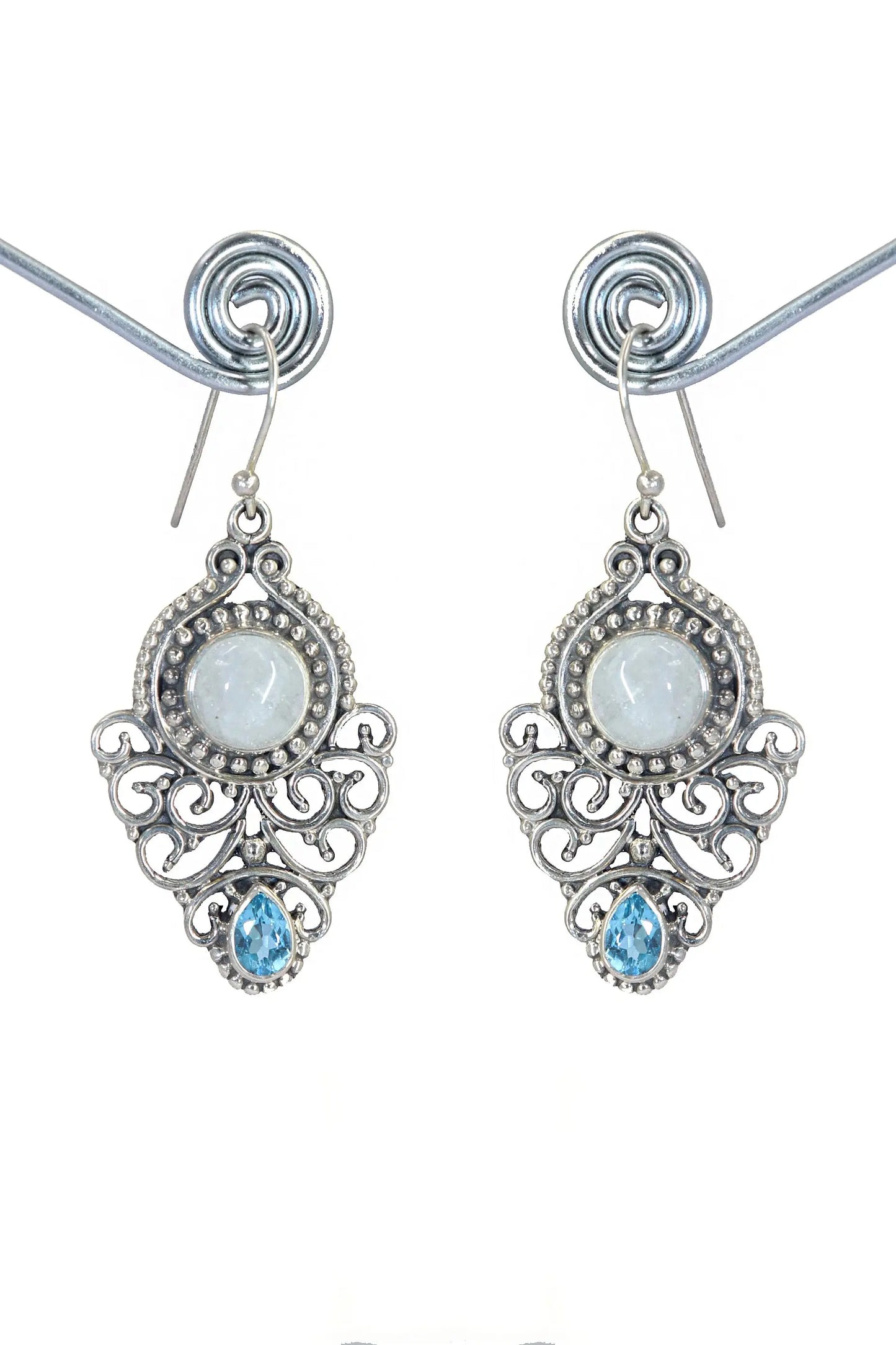 Timeless Beauty Rainbow And Blue Topaz Gemstone with Touch Elegance Earrings