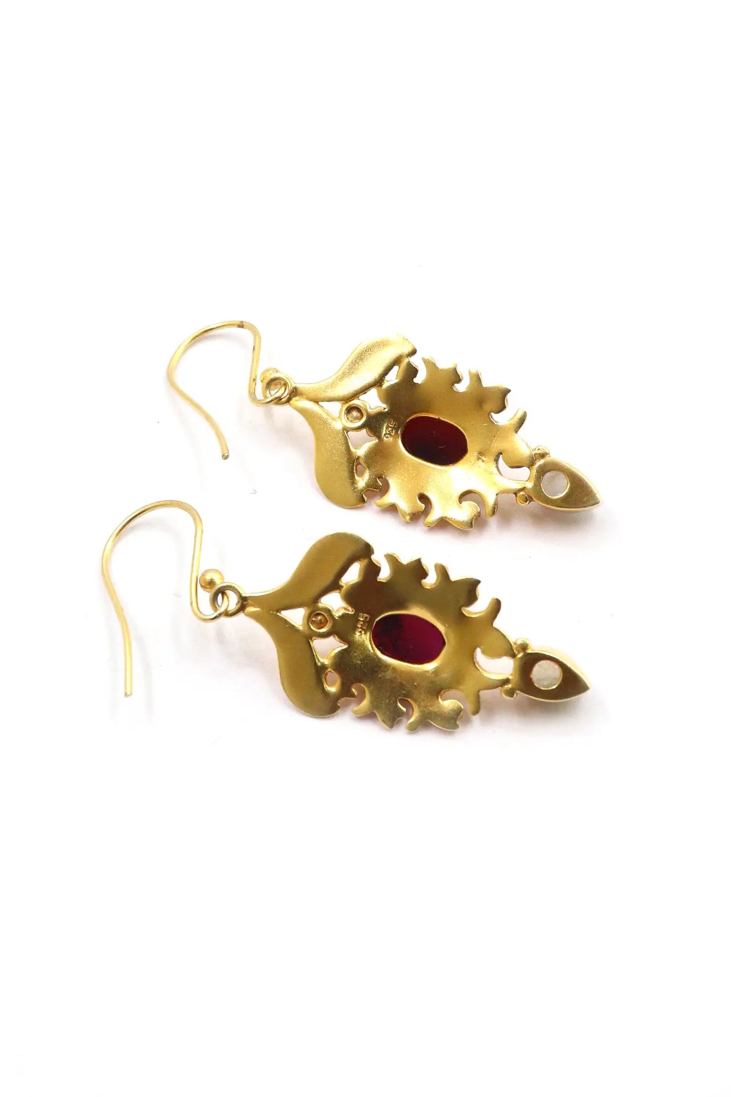 Trending Now Gold Plated Earrings with Moonstone, Garnet Gemstones Earring