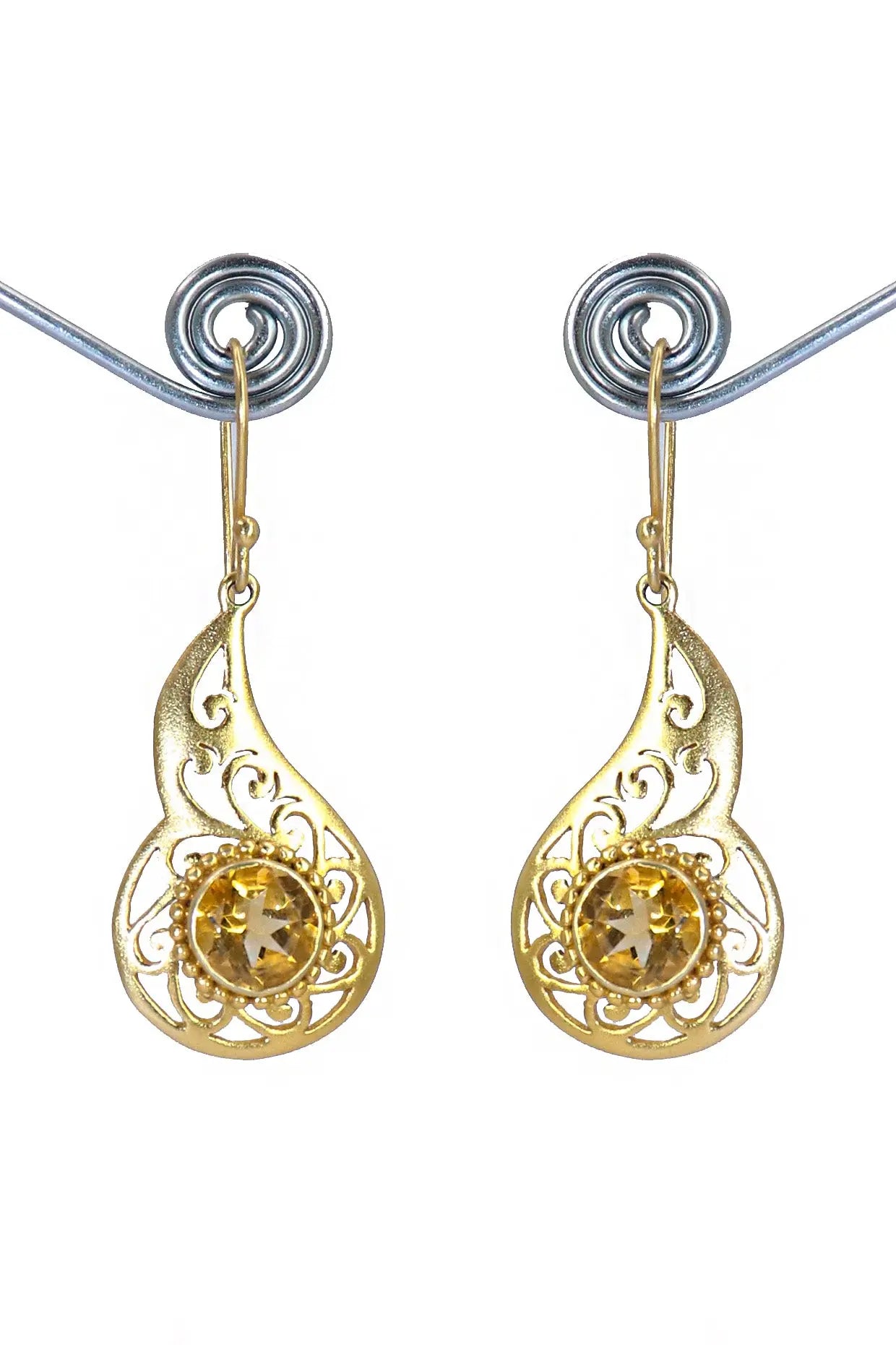 Trendy Gold-Plated Earrings with Eye-Catching Citrine Gemstone Earring Jewelry