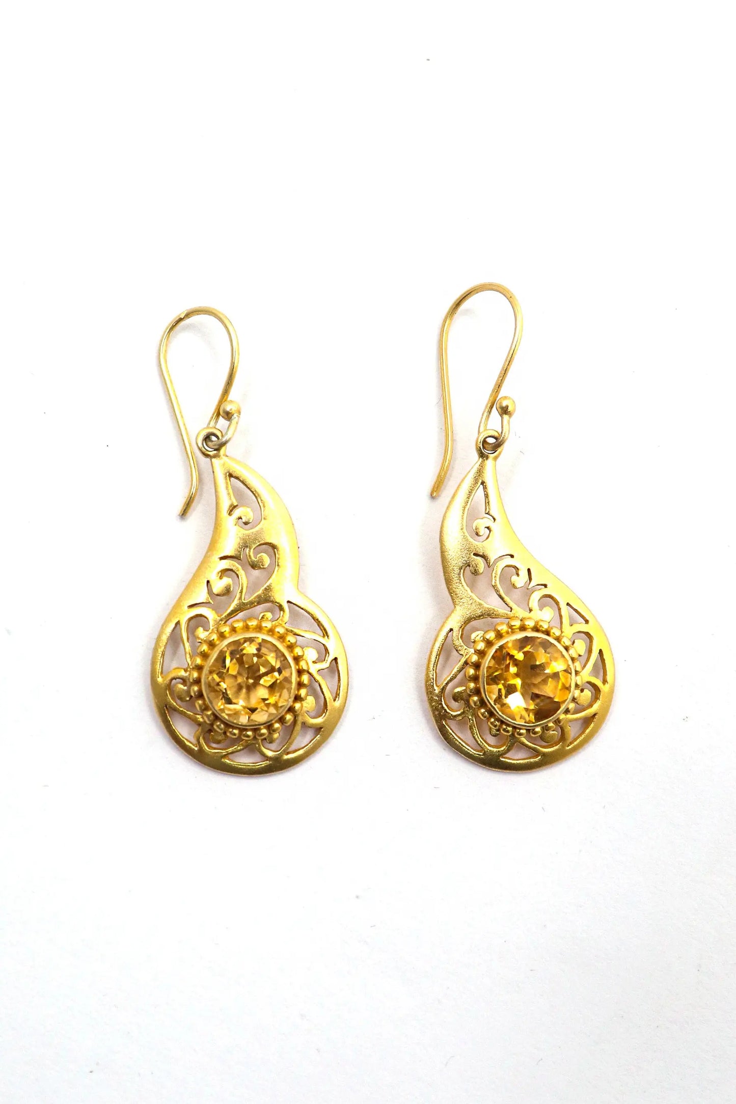 Trendy Gold-Plated Earrings with Eye-Catching Citrine Gemstone Earring Jewelry