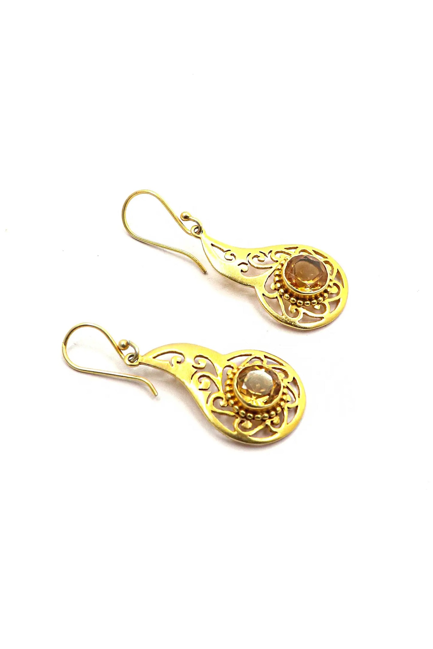 Trendy Gold-Plated Earrings with Eye-Catching Citrine Gemstone Earring Jewelry