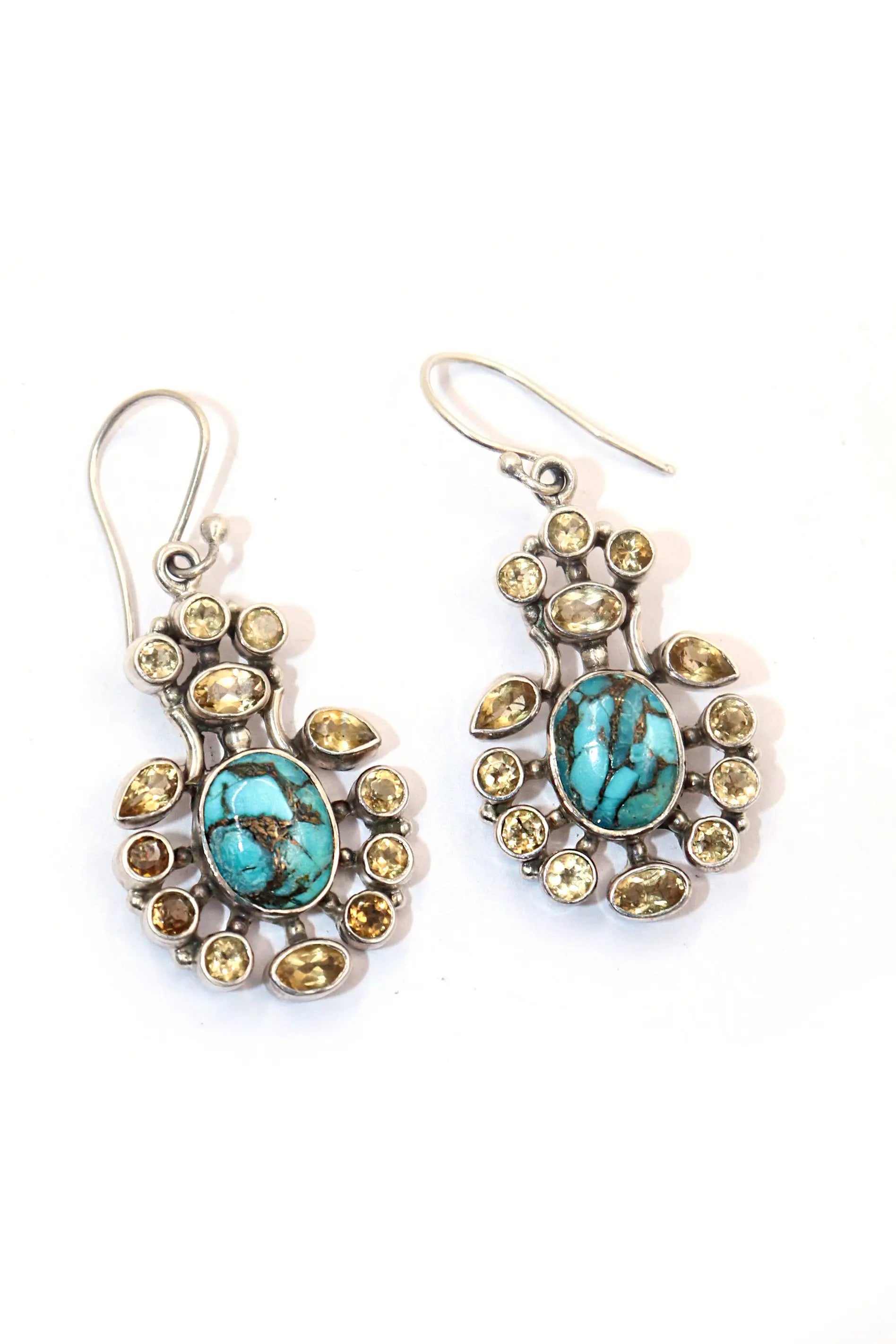 Turquoise & Citrine Gemstone Earring Jewelry