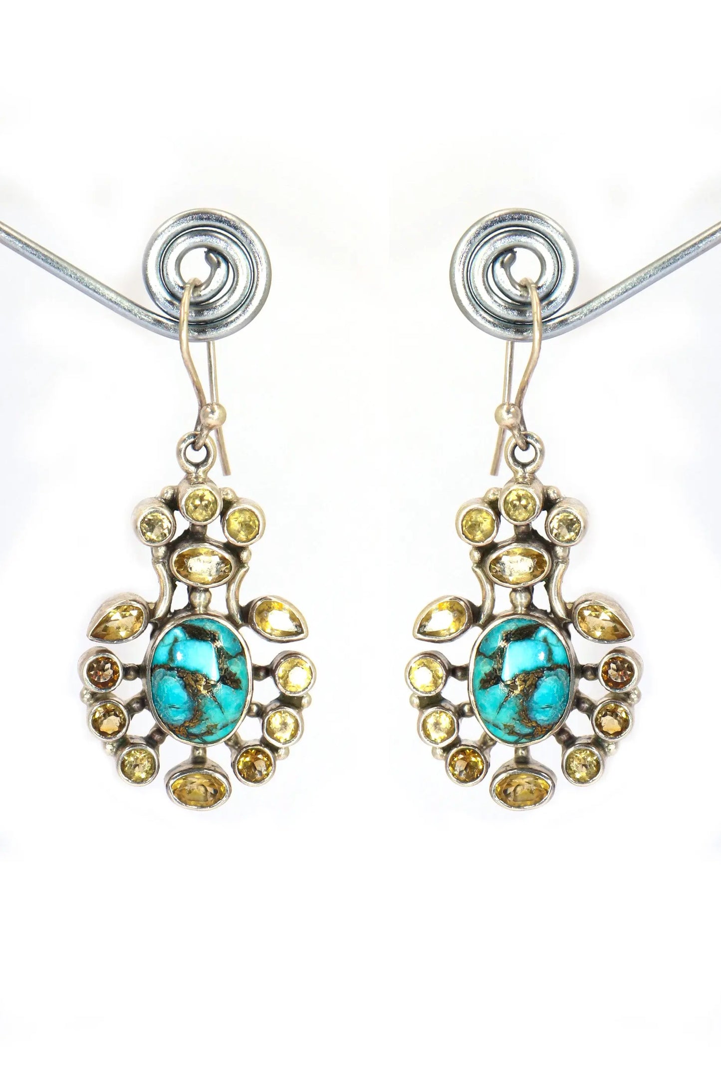 Turquoise & Citrine Gemstone Earring Jewelry