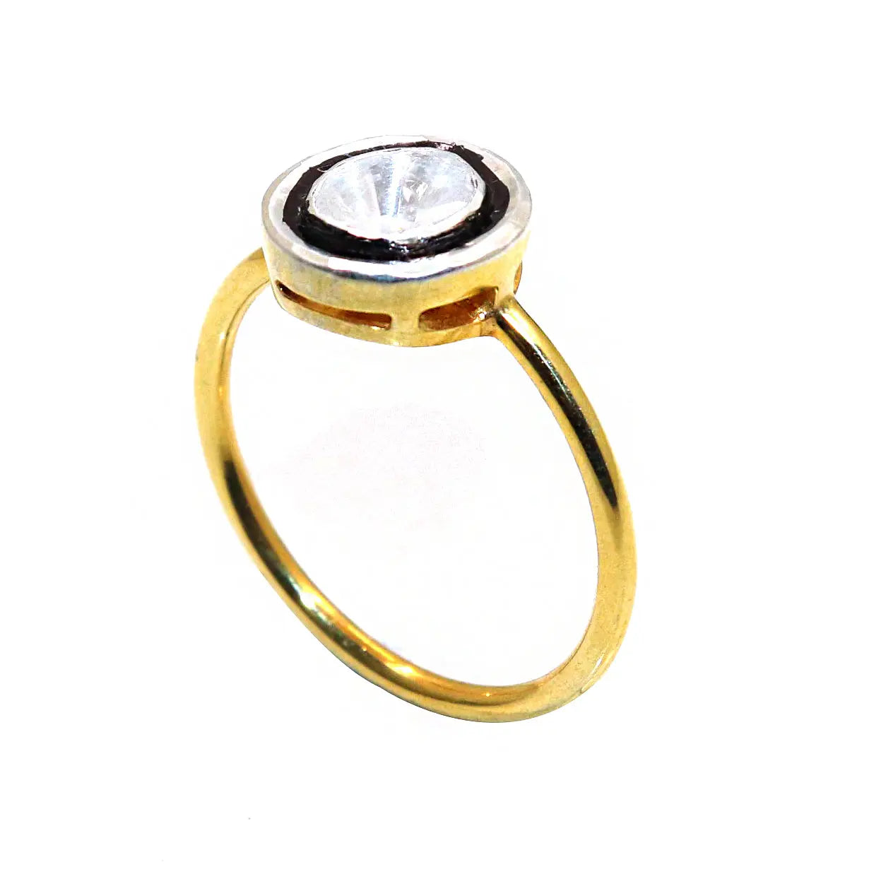 Uncut Diamond Polki Gold Plated Unisex Ring Jewelry VJewels