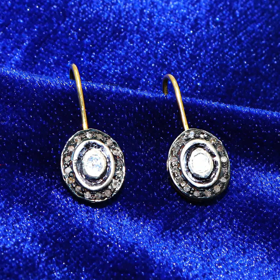 Uncut Diamond Polki with Diamond Two Tone Plated Earring Jewelry VJewels