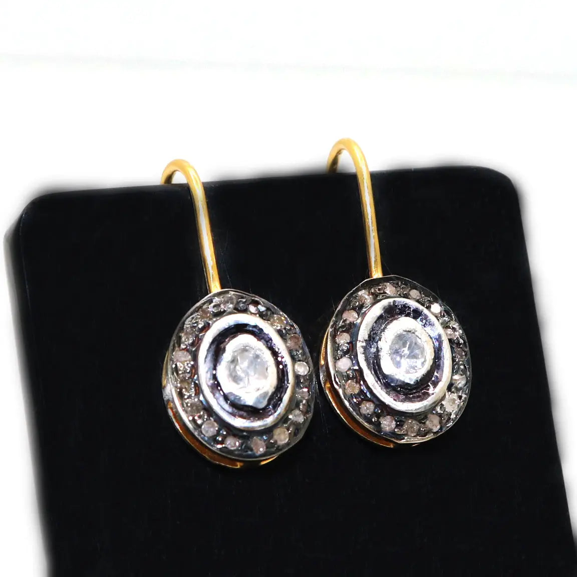 Uncut Diamond Polki with Diamond Two Tone Plated Earring Jewelry VJewels