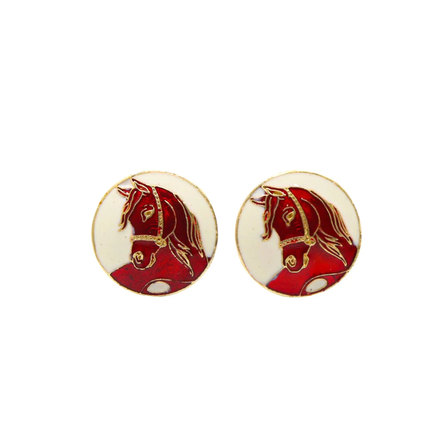 Gold Plated Enamel Horse Design Cufflinks Jewelry VJewels