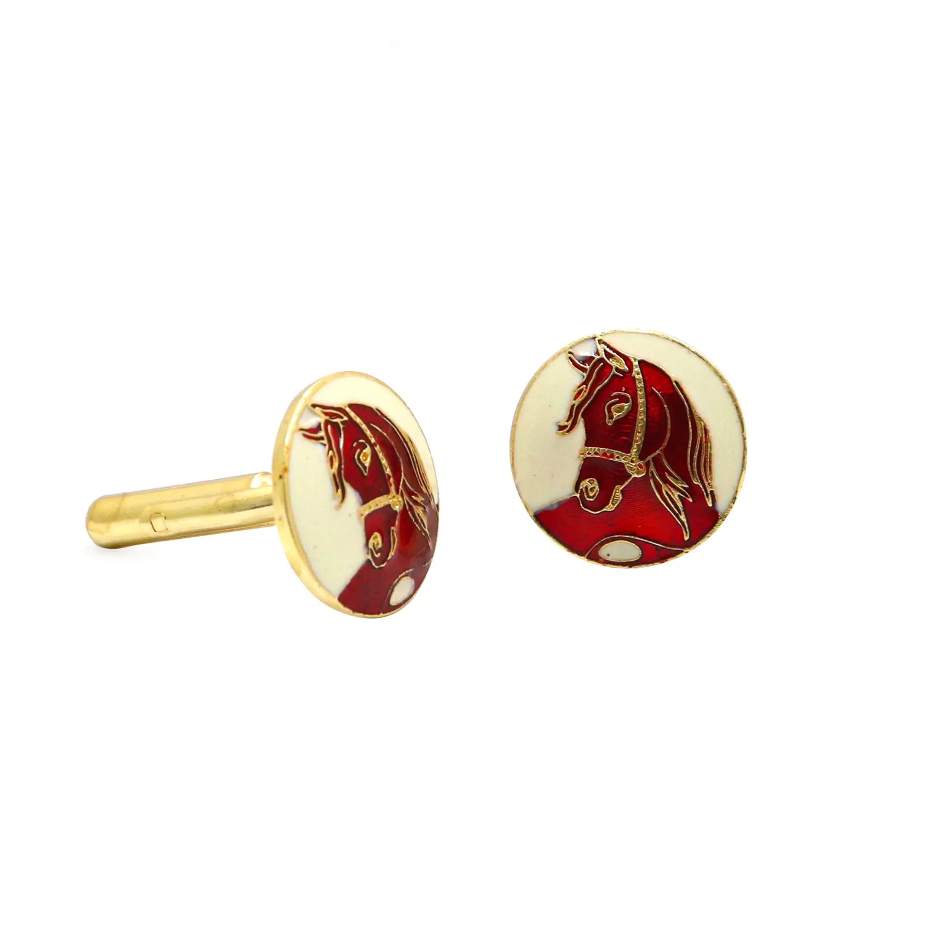 Gold Plated Enamel Horse Design Cufflinks Jewelry VJewels