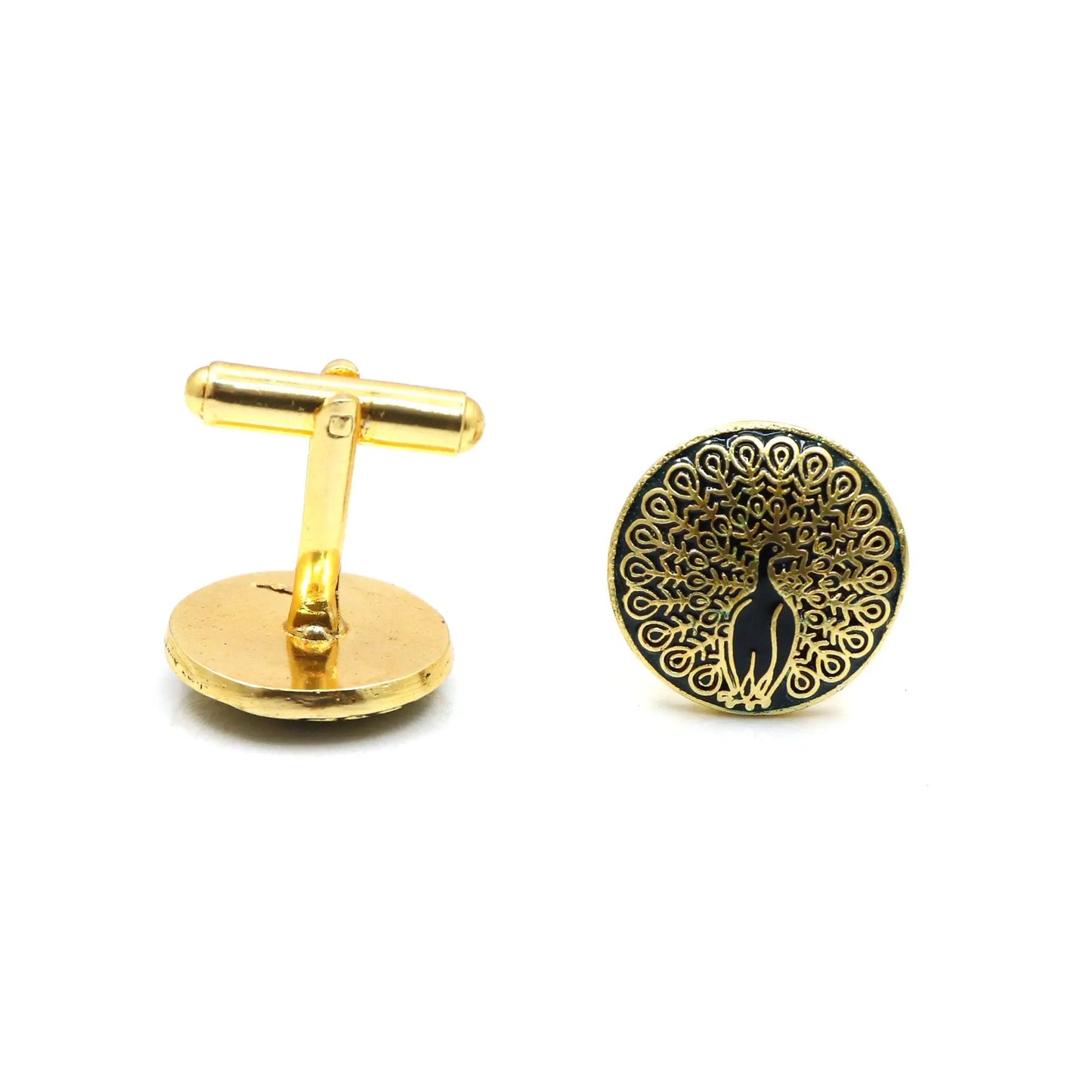 Gold Plated Enamel Peacock Design Cufflinks Jewelry VJewels