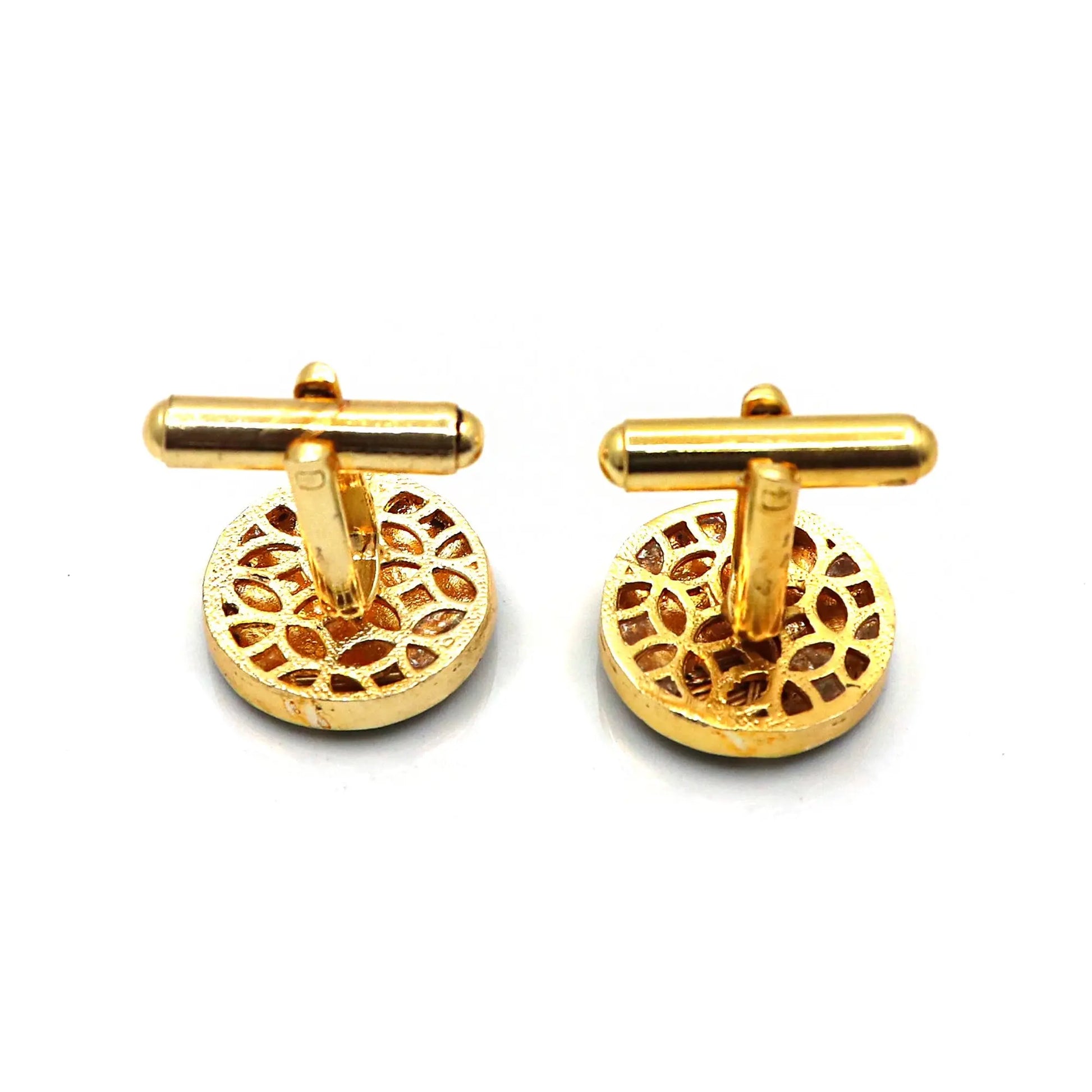 Gold Plated Enamel Flower Design Cufflinks Jewelry VJewels