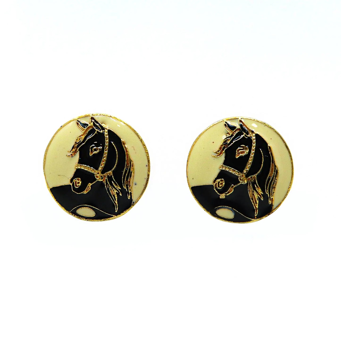 Gold Plated Enamel Horse Design Cufflinks Jewelry VJewels