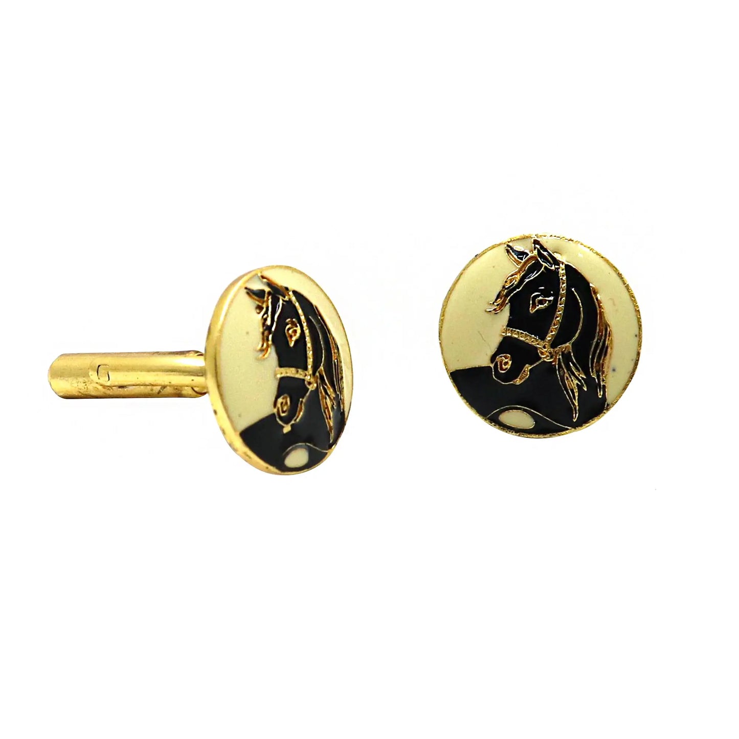 Gold Plated Enamel Horse Design Cufflinks Jewelry VJewels