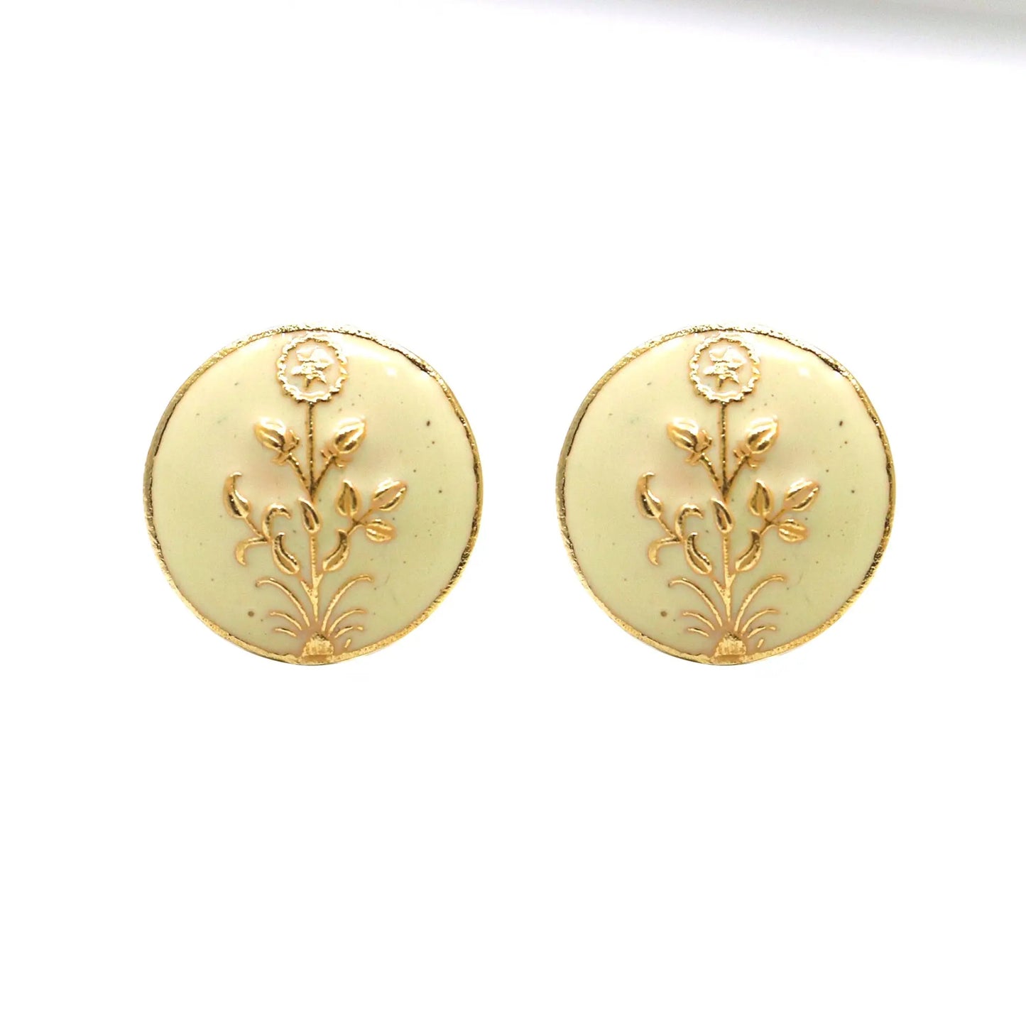 Gold Plated Enamel Flower Design Cufflinks Jewelry - VJewels