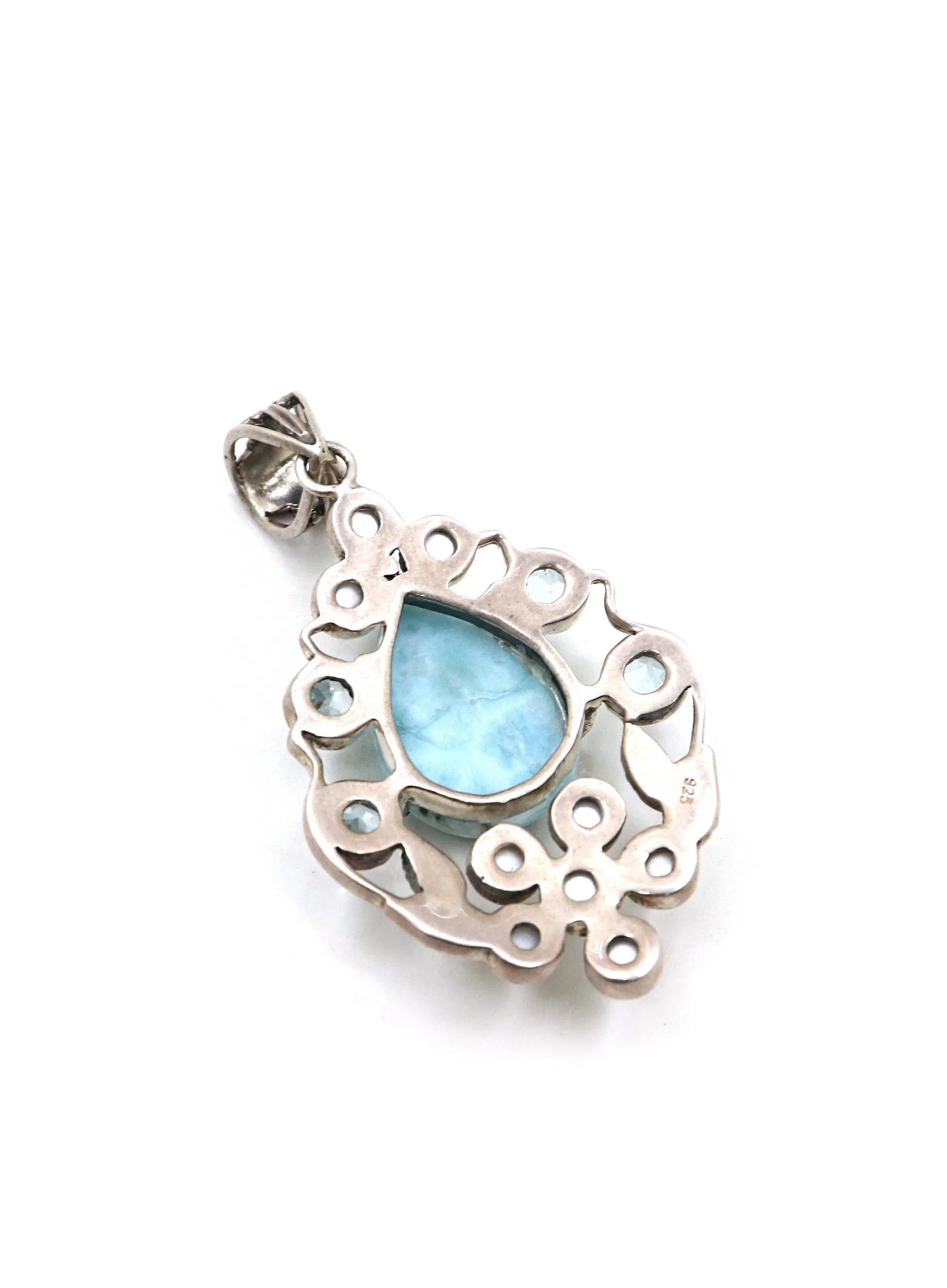 Eye Catchy Turquoise Pearl And Blue Topaz Gemstones Pendant Jewelry - VJewels